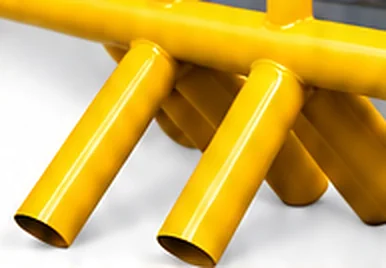Detalhe da grade: pés em tubo 1 1/2"