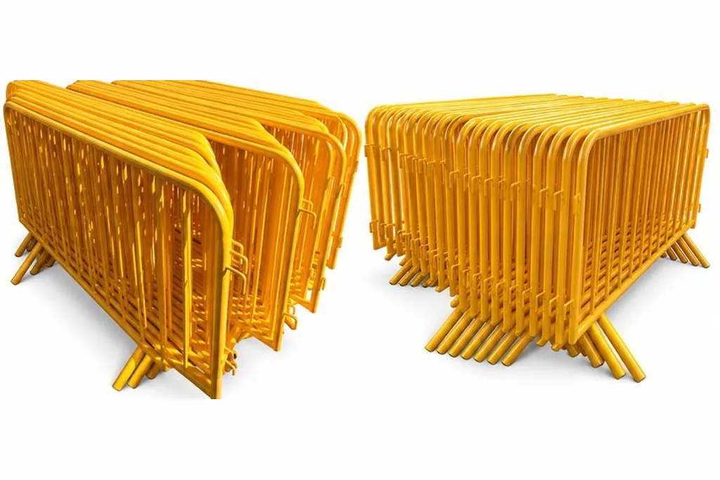 Grades de isolamento amarelas empilhadas